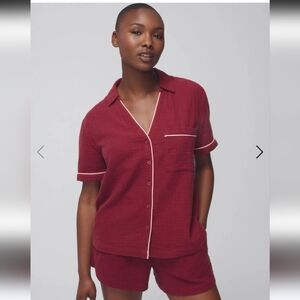 Soma Cotton Gauze Sleep Top And Short Set In Vermillion SizeXS/S
